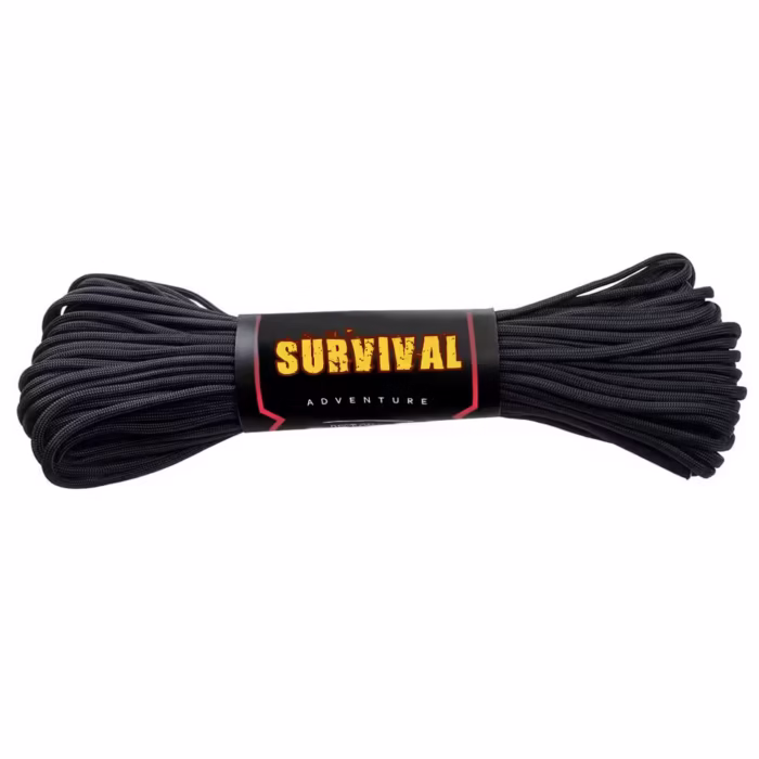 Sfoara paracord DEPOX®, Adventure Survival, 30 metri, negru, 200 g