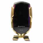 Suport auto cu incarcare rapida wireless DEPOX®, Vrum-Vrum Friend, plastic, universal, senzor infrarosu, 13 cm, auriu