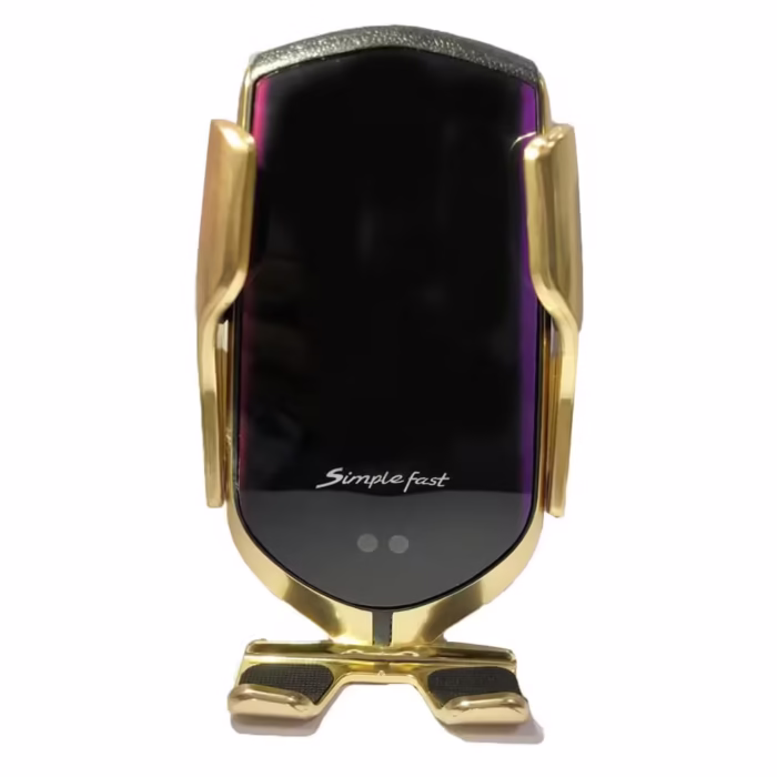 Suport auto cu incarcare rapida wireless DEPOX®, Vrum-Vrum Friend, plastic, universal, senzor infrarosu, 13 cm, auriu