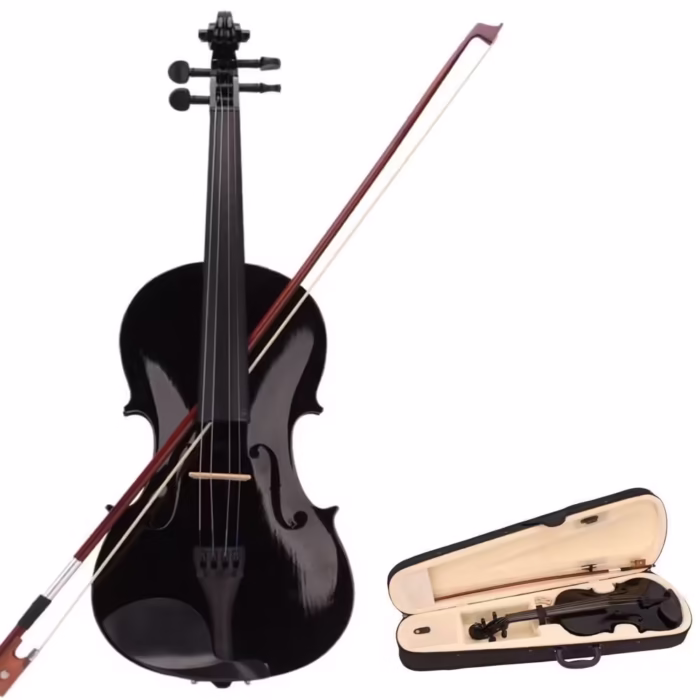 Vioara clasica din lemn 3/4 si arcus 1/8 suplimentar, DEPOX®, toc inclus, negru