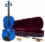 Set vioara clasica si arcus 1/8 suplimentar, DEPOX®, marime 4/4, lemn, albastra, toc din material